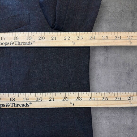 ZANETTI Mens 2 Piece Suit Blazer Jacket 48L Pant 40Wx30L WOOL Gray Windowpane - Picture 12 of 16